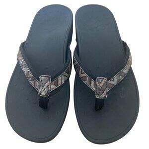 Vionic Women's Size 10W(Wide) Pacific Hightide Platform Chevron Black Sandals